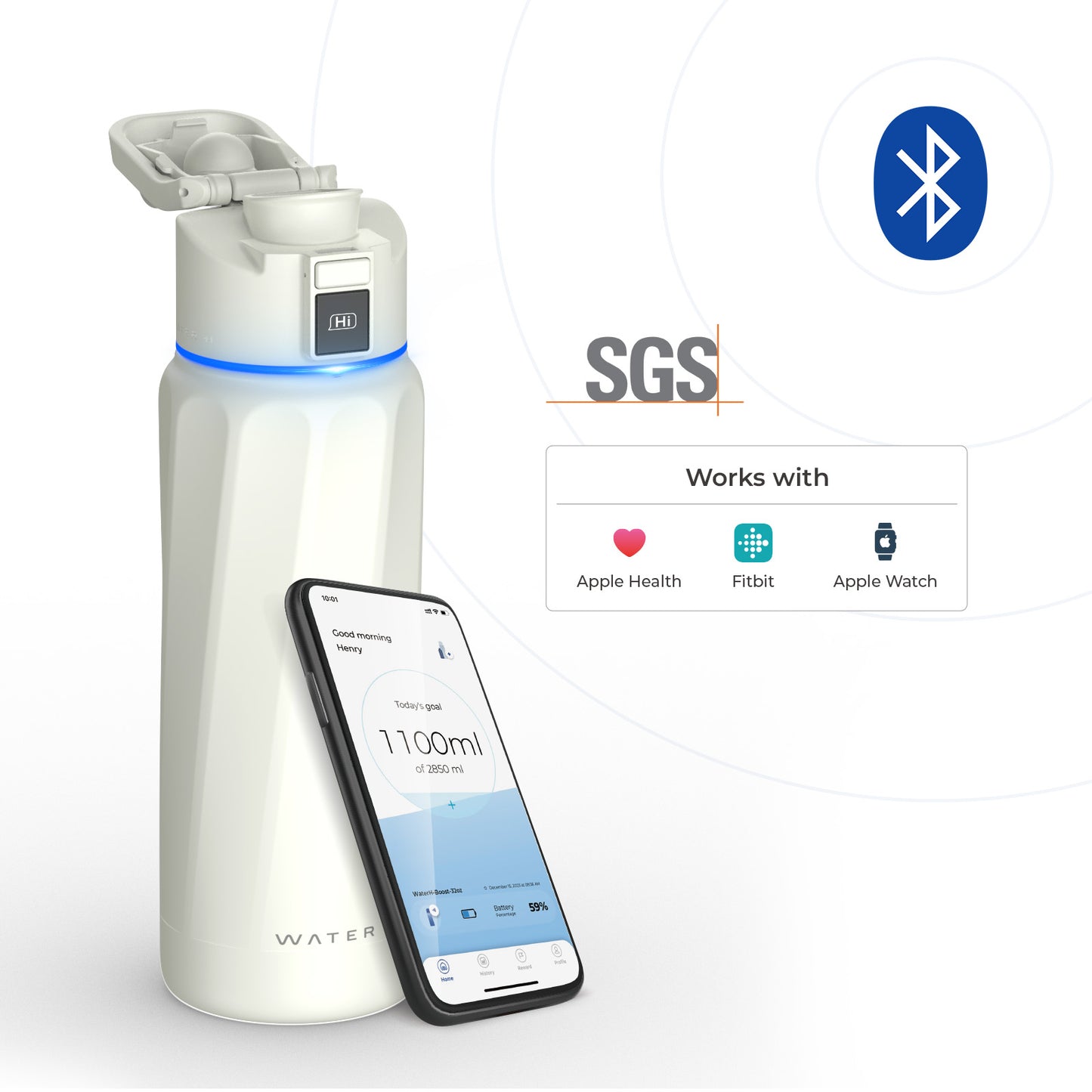 Boost White 32oz-WaterH Smart Water Bottle