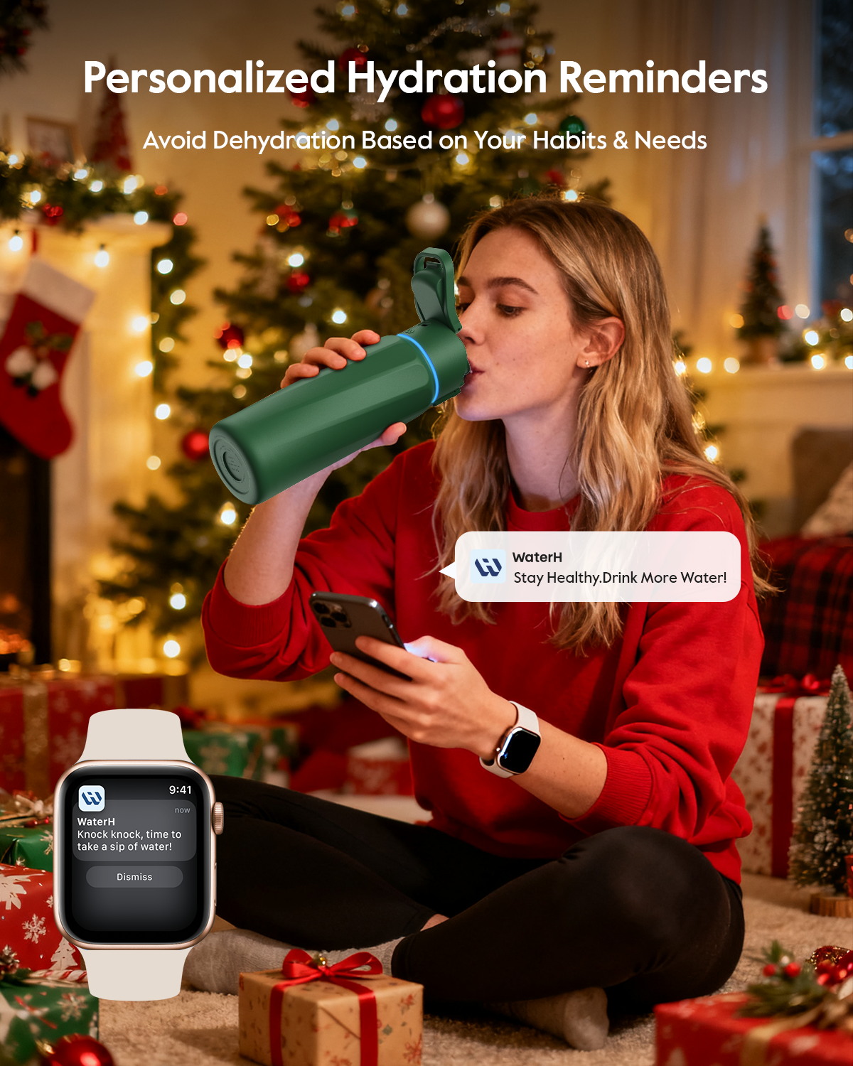 WaterH Boost Smart Water Bottle: 32 oz Hydration Tracker with APP &  Insulation