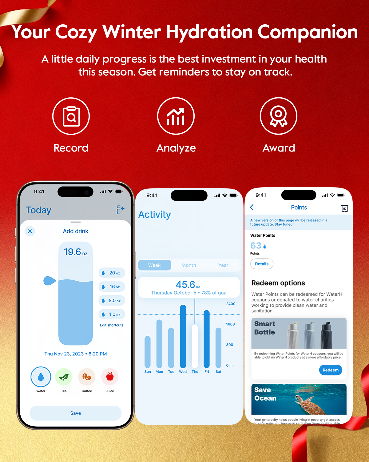 WaterH Boost Smart Water Bottle: 32 oz Hydration Tracker with APP &  Insulation