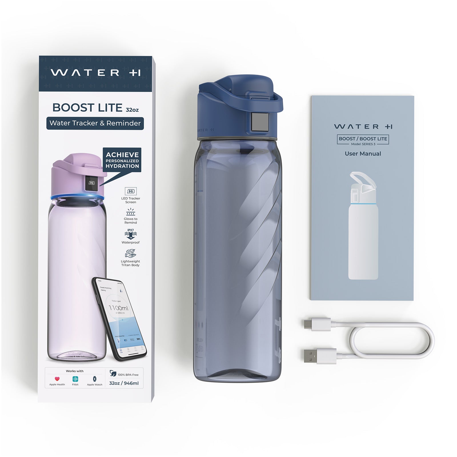 WaterH Boost Lite Smart Water Bottle packagies