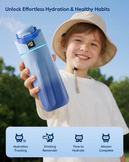 WaterH kids Smart Water Bottle 16oz with Light-Up Reminder & App Rewards