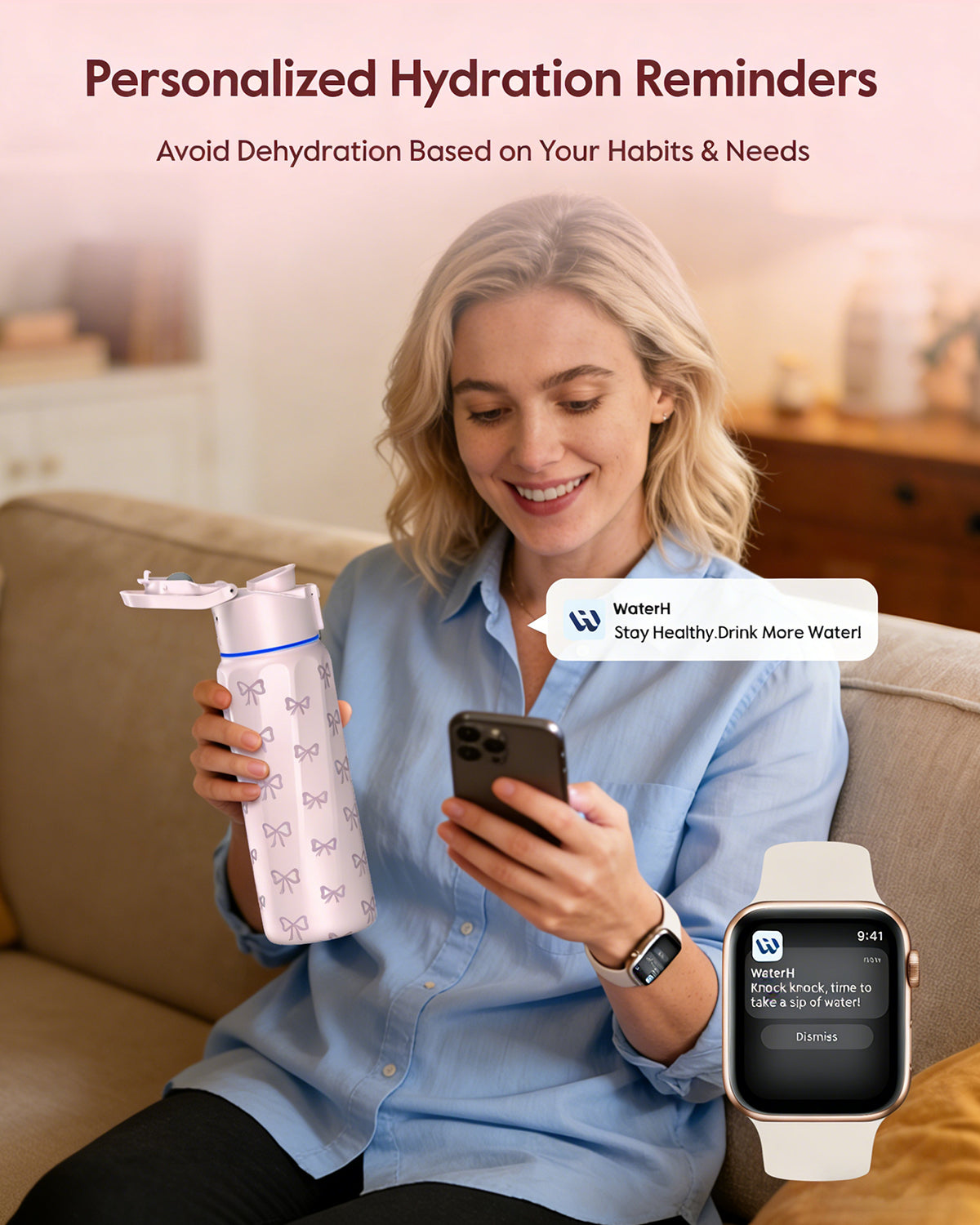 WaterH Boost Smart Water Bottle: 32 oz Hydration Tracker with APP &  Insulation