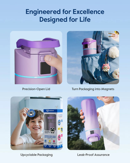 WaterH kids Smart Water Bottle 16oz with Light-Up Reminder & App Rewards