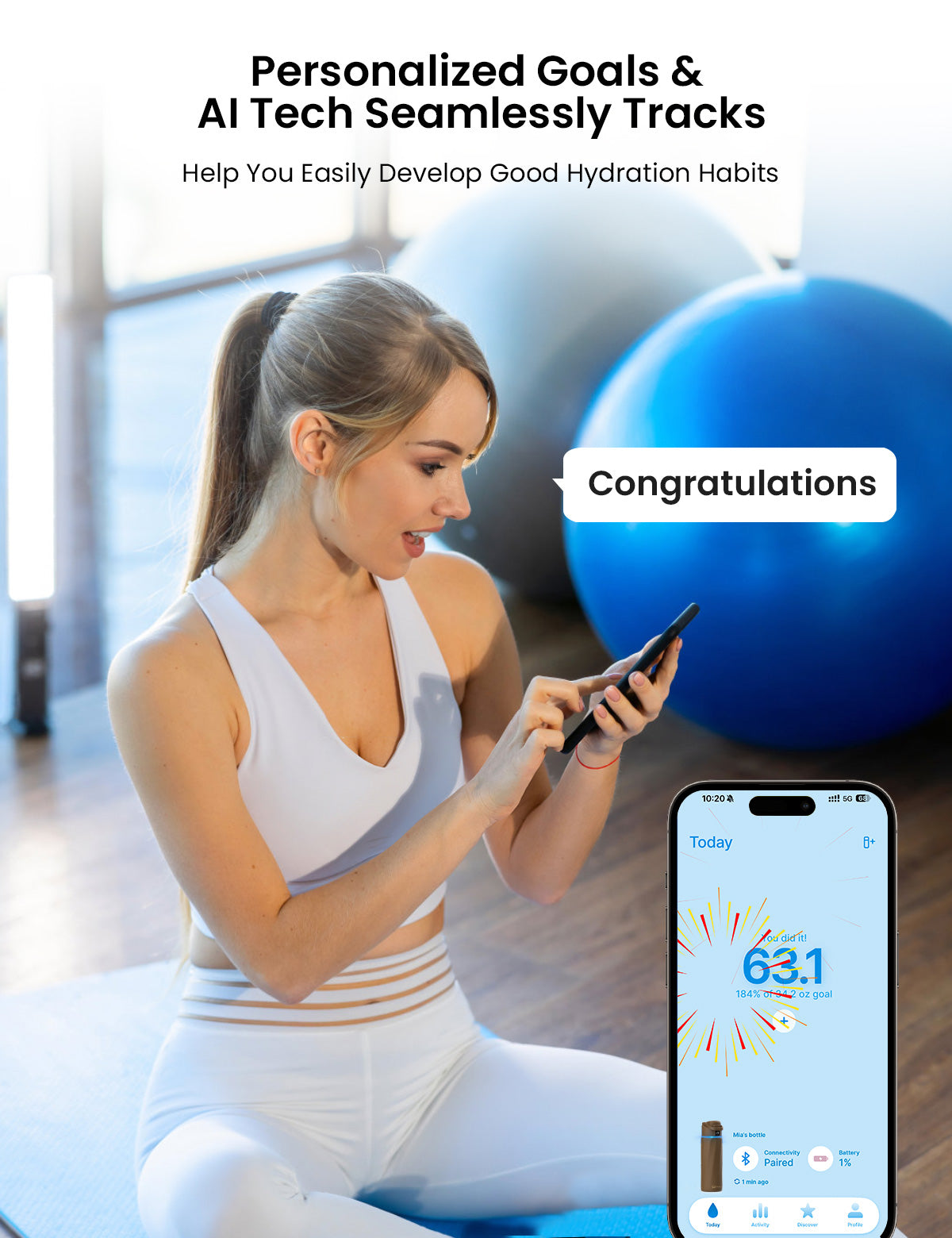 WaterH Smart Water Bottle  24 oz with Hydration Tracking | Official Store