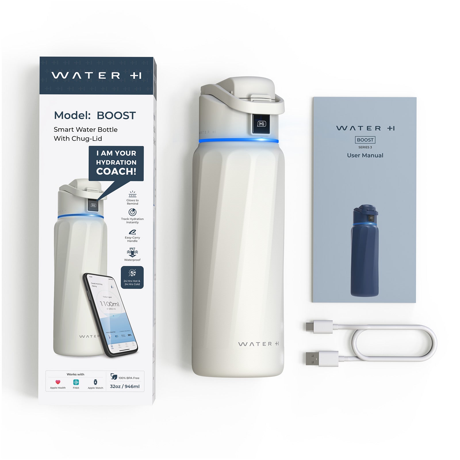 Smart Insulated Water Thermal Bottle, Portable Real-time