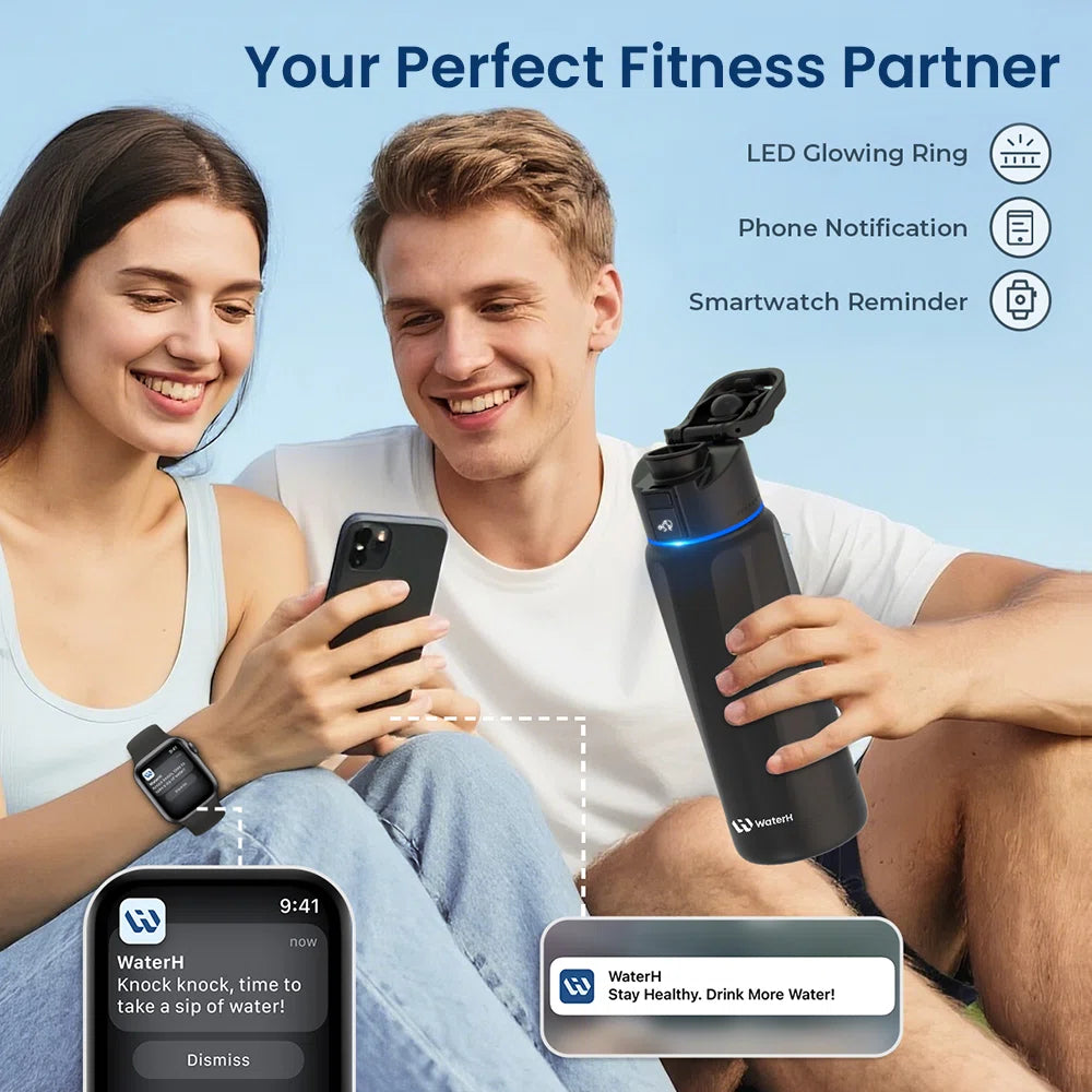 WaterH Boost Smart Water Bottle: 32 oz Hydration Tracker with APP &  Insulation