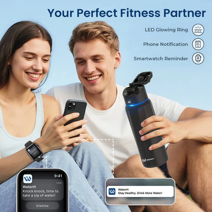 WaterH Boost Smart Water Bottle: 32 oz Hydration Tracker with APP &  Insulation