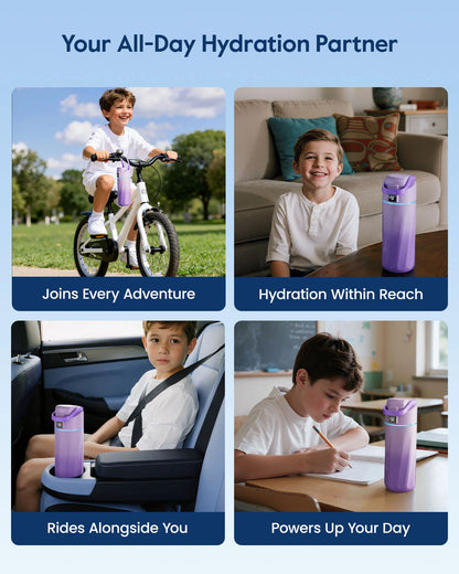 WaterH kids Smart Water Bottle 16oz with Light-Up Reminder & App Rewards