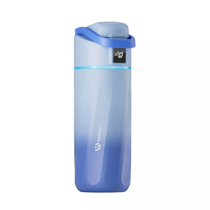 Gradient blue water bottle with a blue cap 