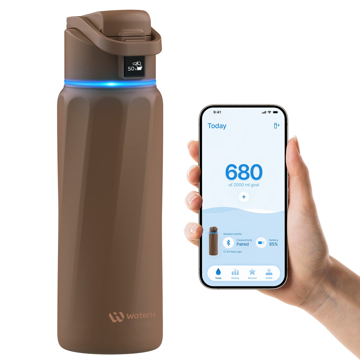 WaterH Boost Smart Water Bottle: 32 oz Hydration Tracker with APP &  Insulation