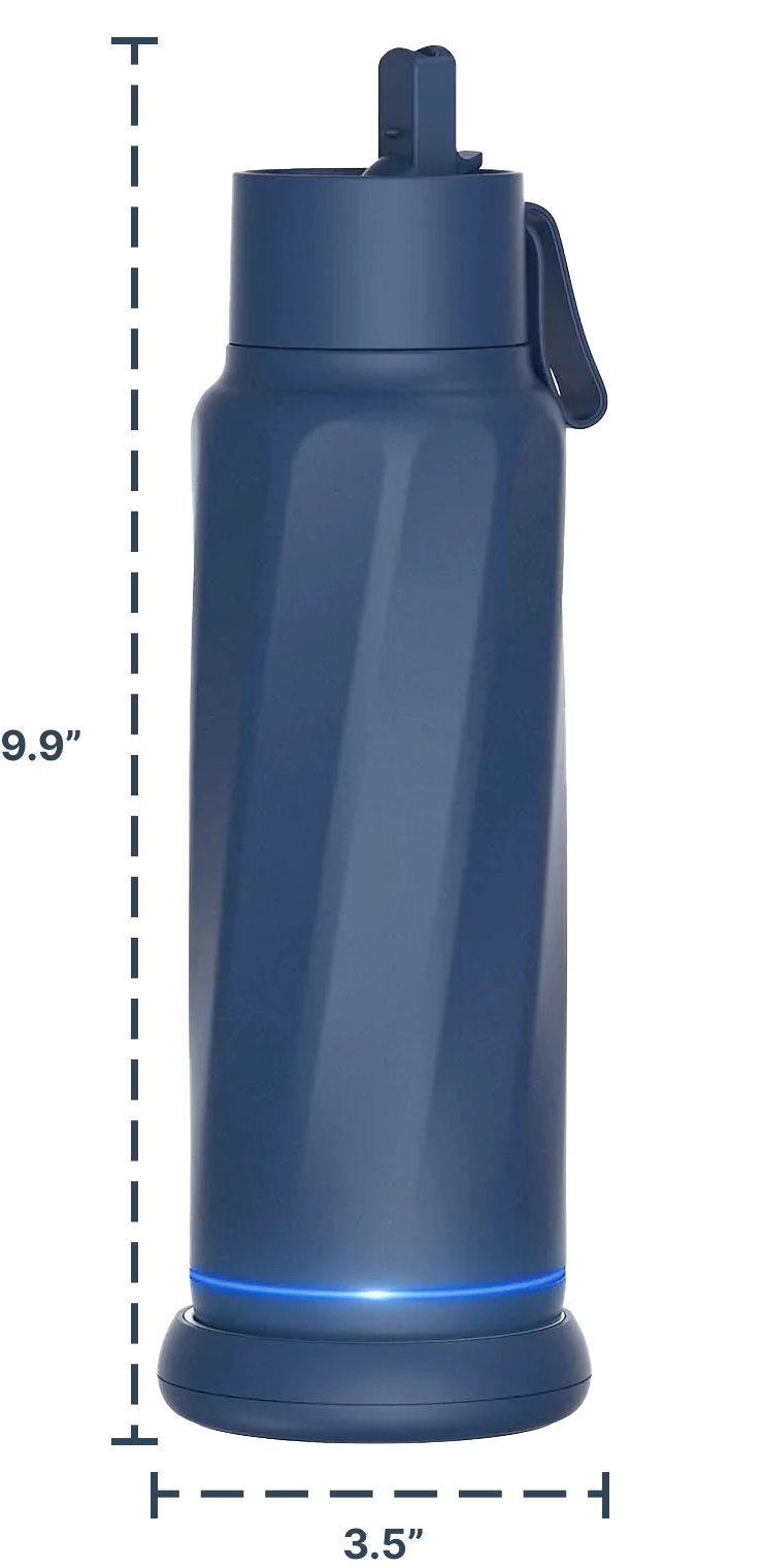 WATERH Vita Insulated Smart Water Bottles with Straw, Intake Tracker, Water Safety Analyzer, LED Reminder, BPA Free, 18 oz Double Wall Vacuum