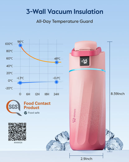 WaterH kids Smart Water Bottle 16oz with Light-Up Reminder & App Rewards