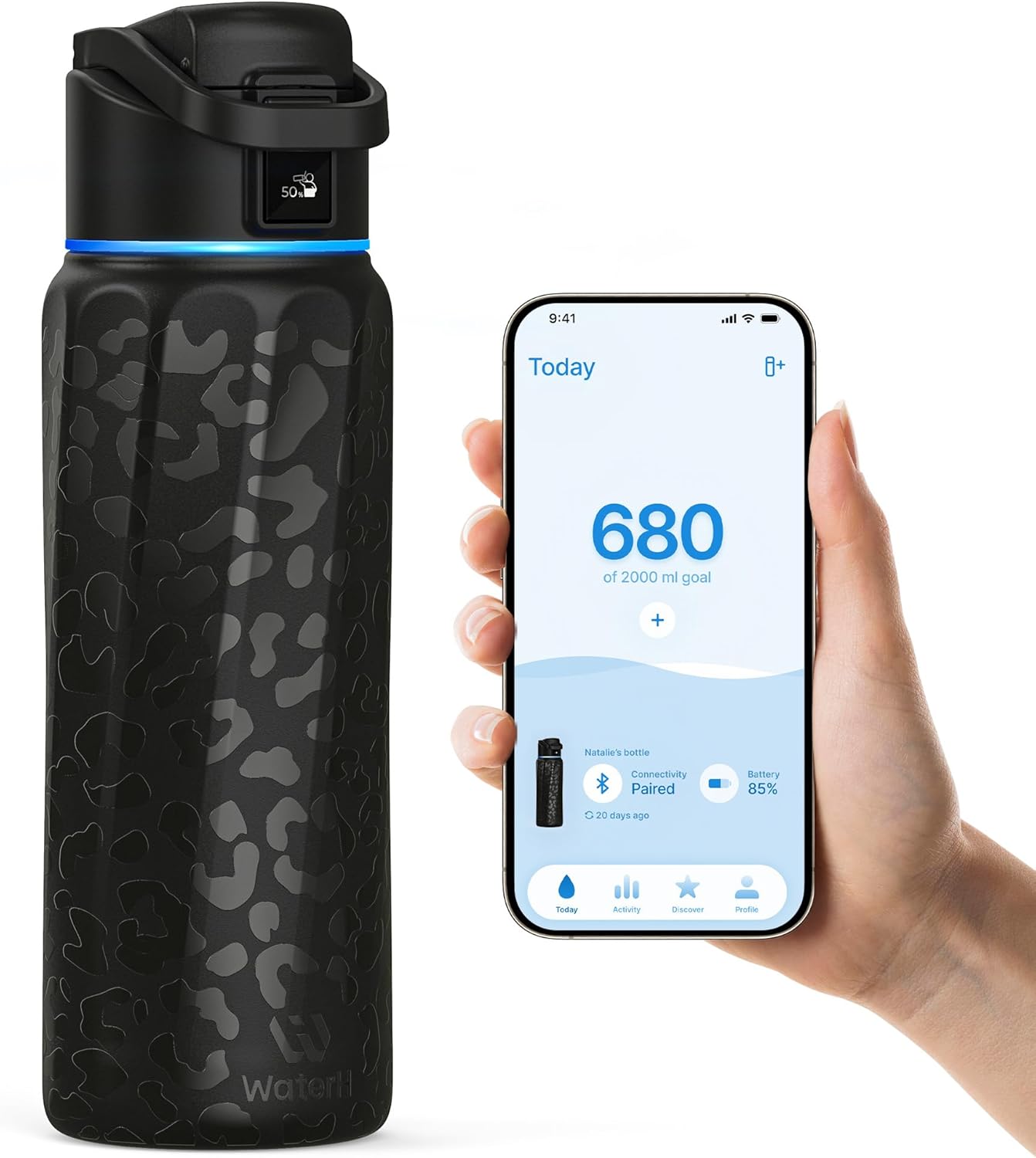 WaterH Boost Smart Water Bottle: 32 oz Hydration Tracker with APP &  Insulation
