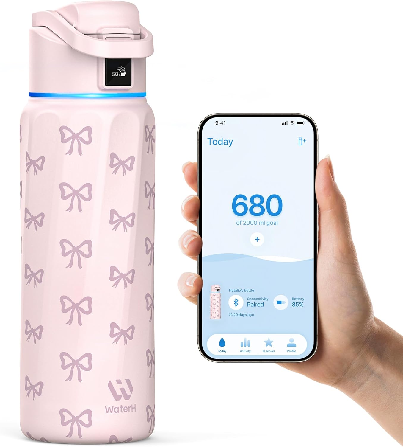 WaterH Boost Smart Water Bottle: 32 oz Hydration Tracker with APP &  Insulation
